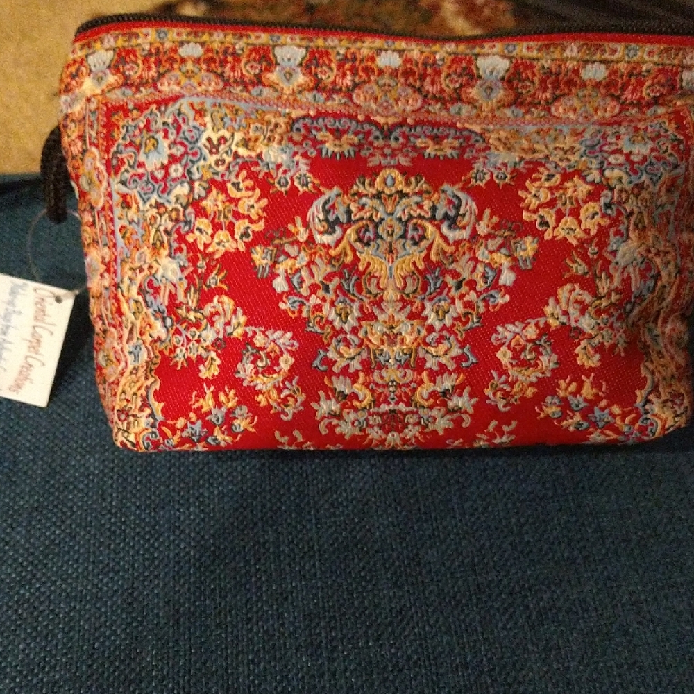Vibrant Red Tapestry Cosmetic Bag Stunning 💋